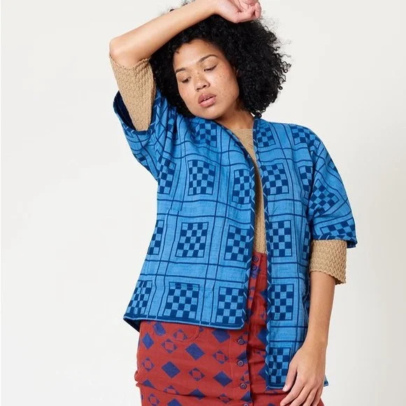 Ace & Jig Capella Jacket in Atlantis / Sail indigo denim blue cotton vguc - Picture 7 of 7